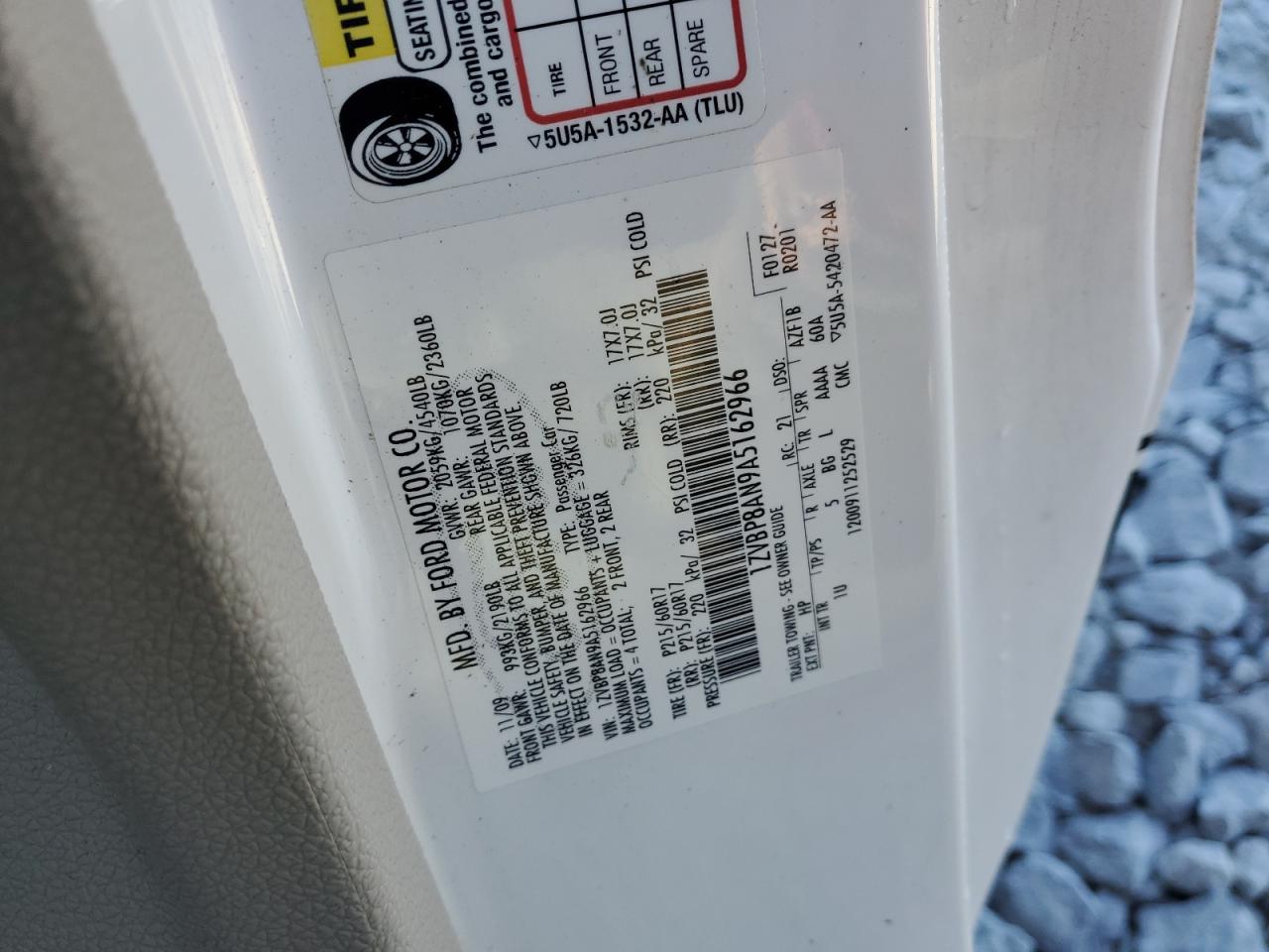 2010 Ford Mustang VIN: 1ZVBP8AN9A5162966 Lot: 75161464