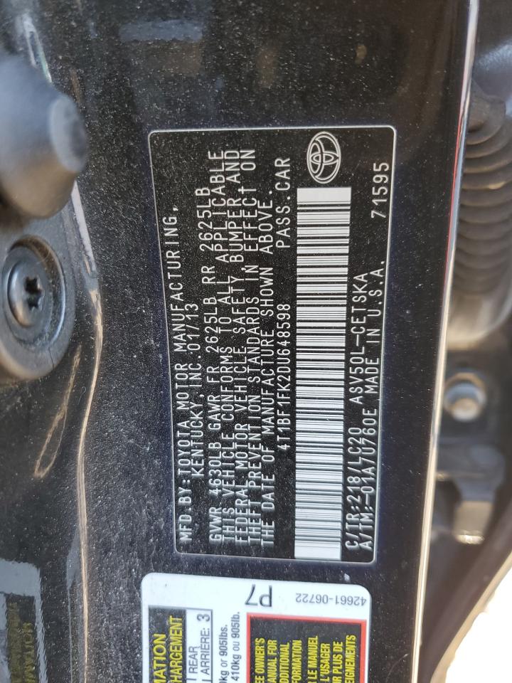 VIN 4T1BF1FK2DU648598 2013 TOYOTA CAMRY no.12