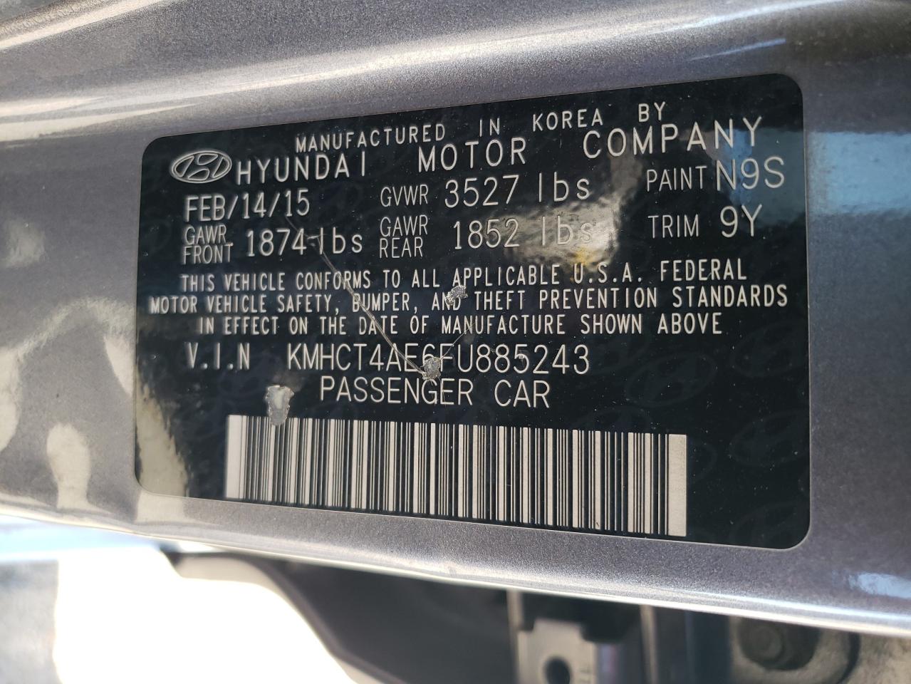 KMHCT4AE6FU885243 2015 HYUNDAI ACCENT - Image 14