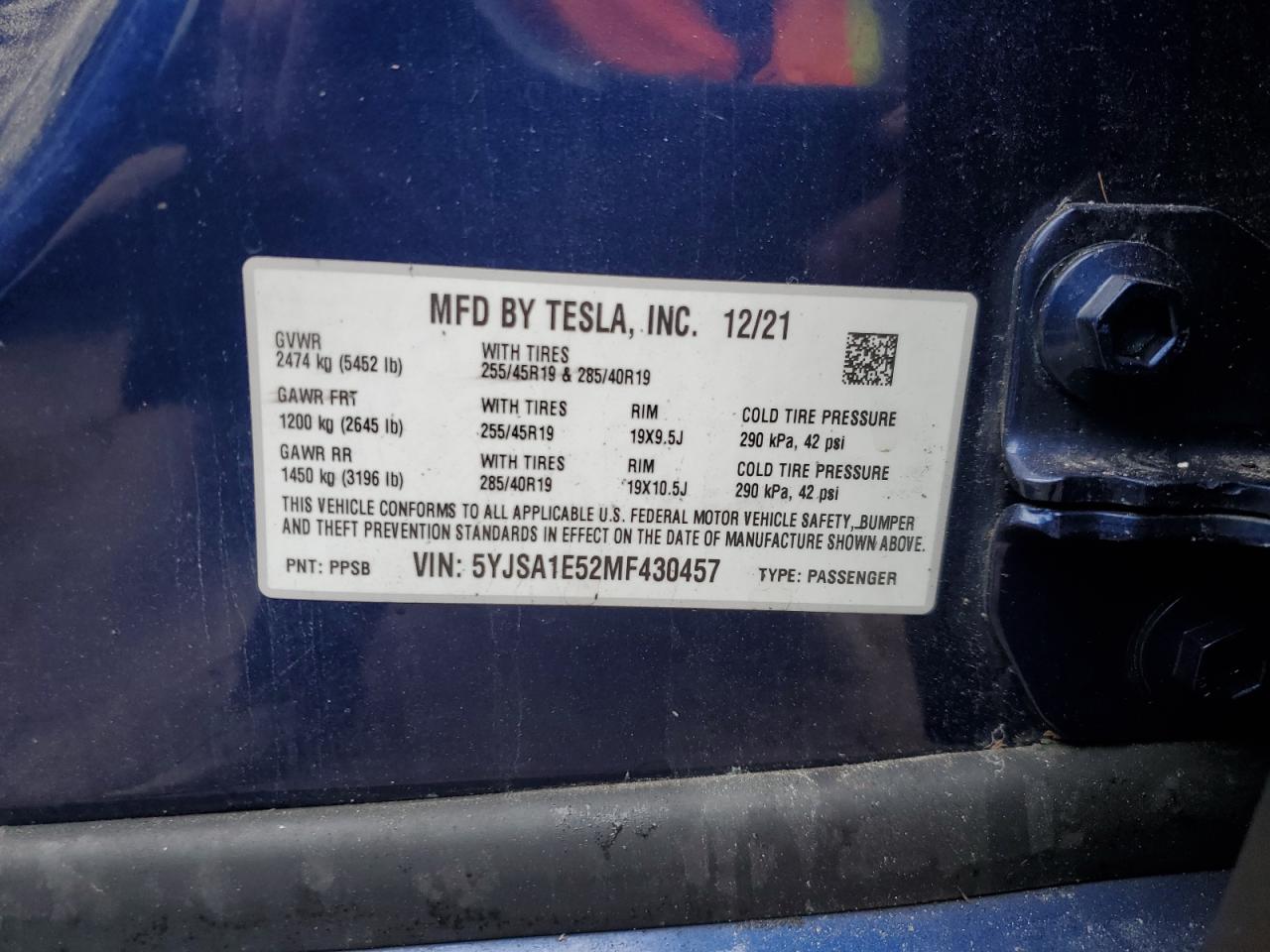 5YJSA1E52MF430457 2021 Tesla Model S