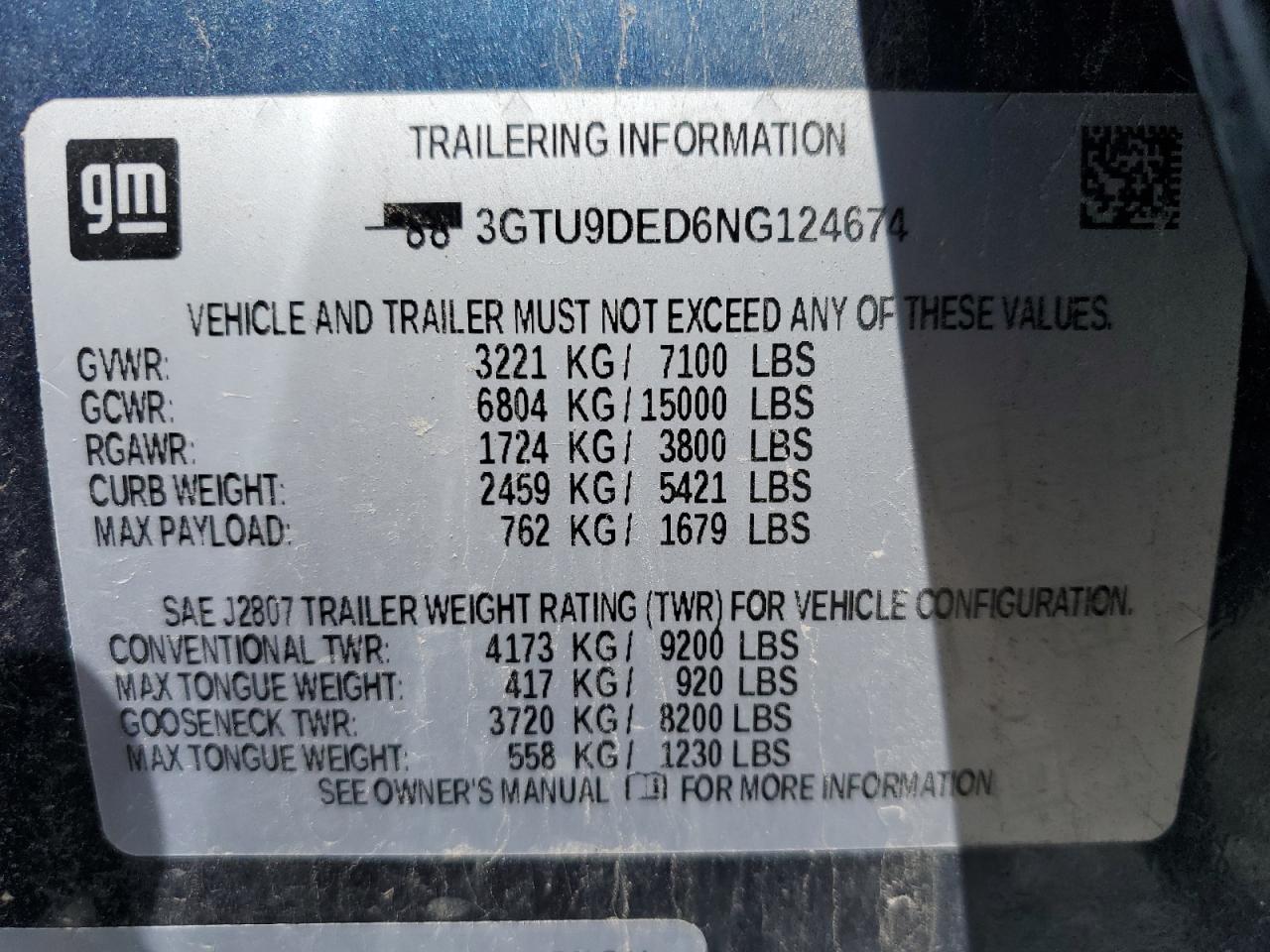 3GTU9DED6NG124674 2022 GMC Sierra Limited K1500 Slt