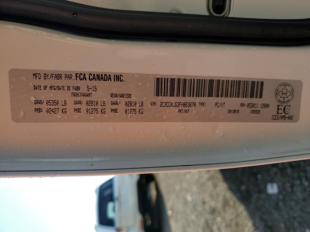 2C3CDXJG3FH863678 2015 Dodge Charger Sxt