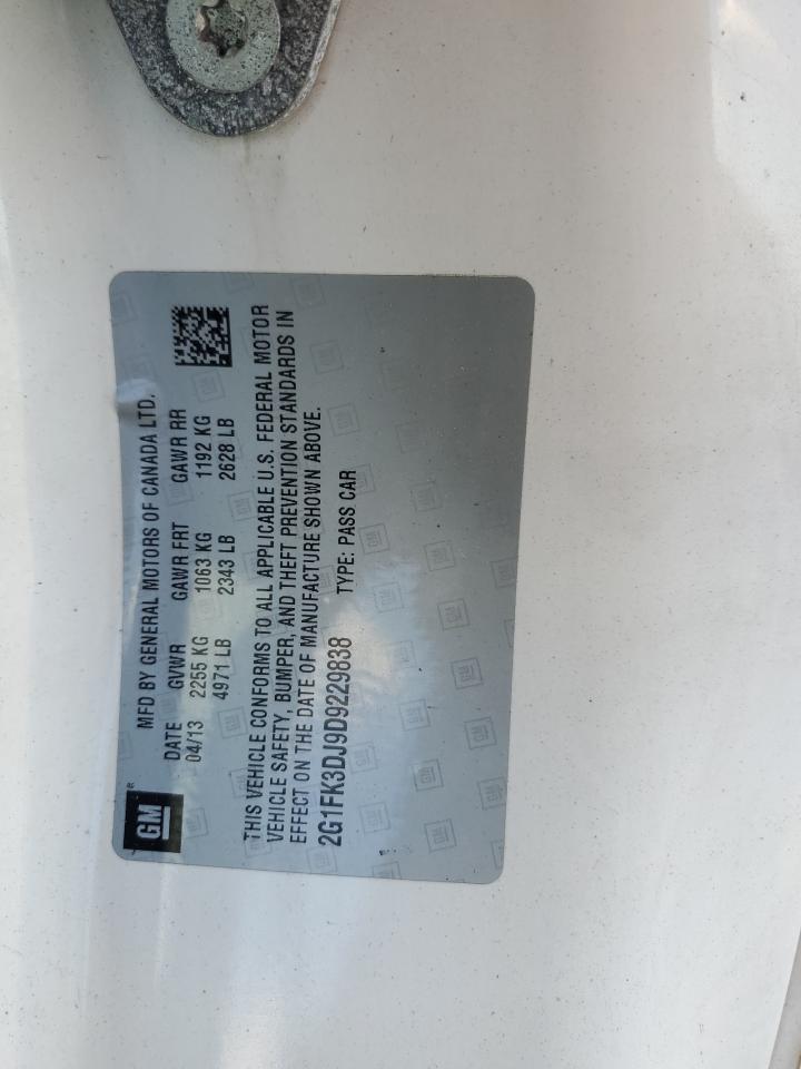 2013 Chevrolet Camaro 2Ss VIN: 2G1FK3DJ9D9229838 Lot: 75012194