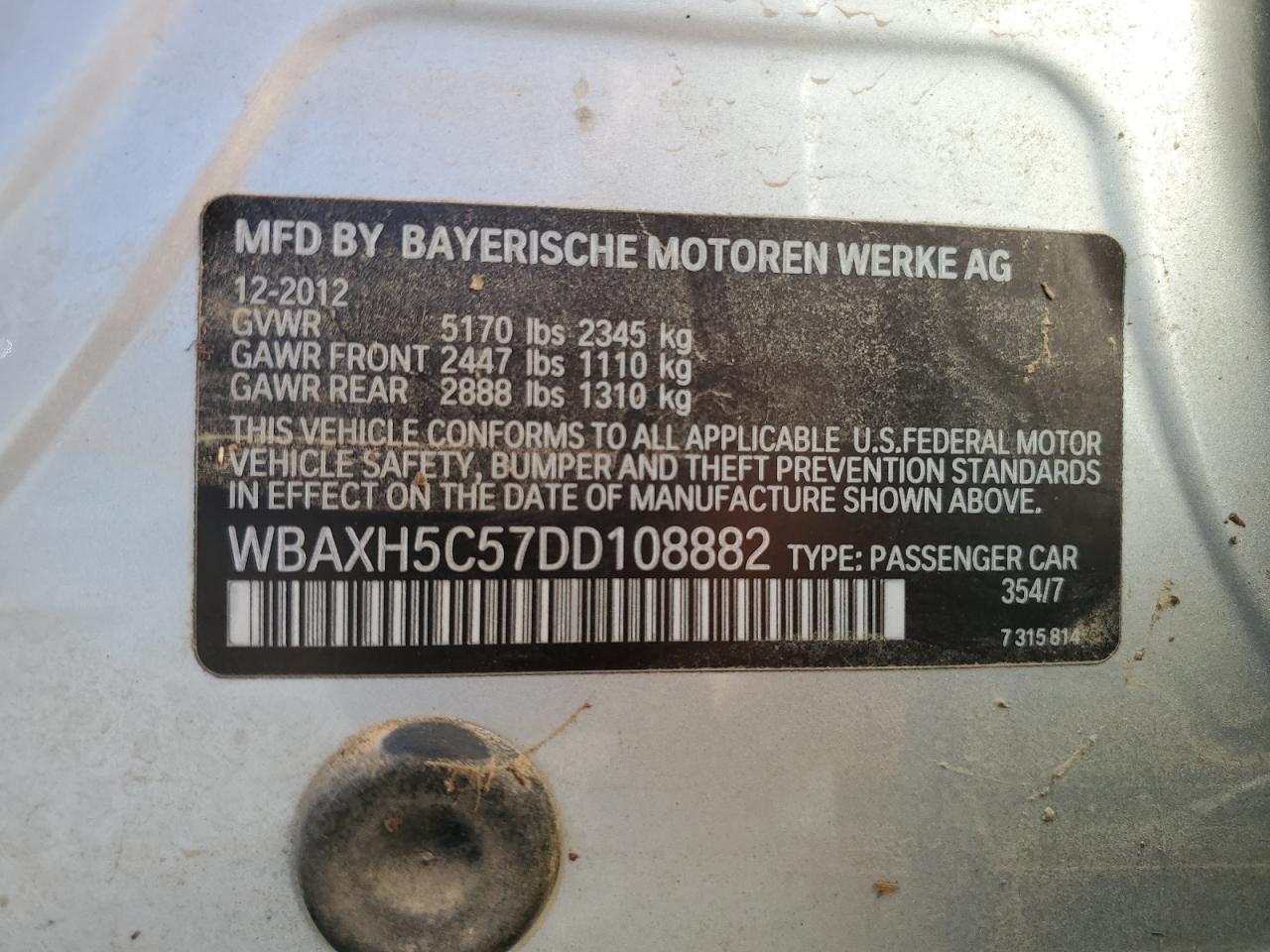 WBAXH5C57DD108882 2013 BMW 528 Xi