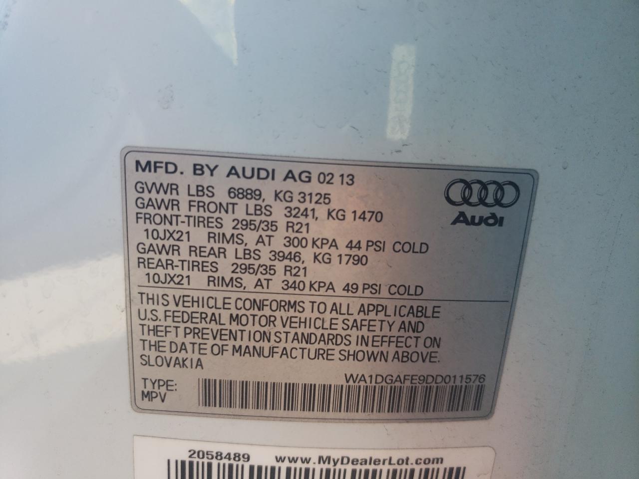 2013 Audi Q7 Prestige VIN: WA1DGAFE9DD011576 Lot: 74611164