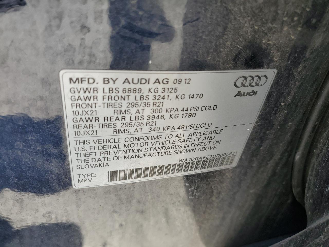 WA1DGAFE2DD005621 2013 Audi Q7 Prestige