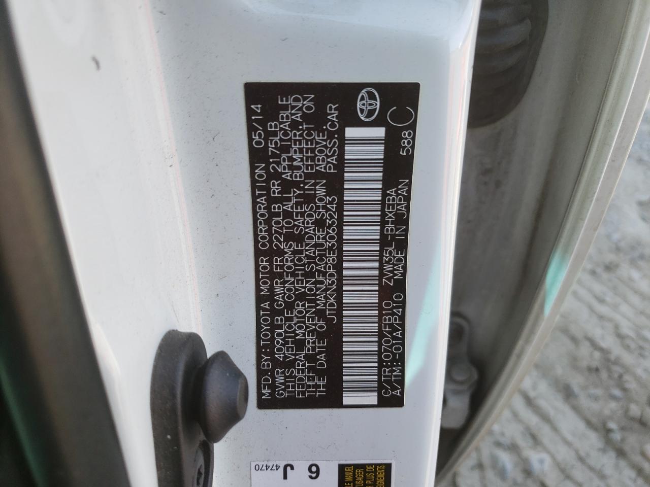 JTDKN3DP8E3063243 2014 Toyota Prius Plug-In