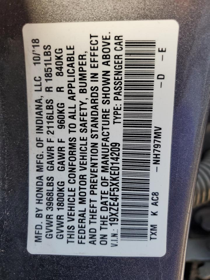 2019 Honda Insight Ex VIN: 19XZE4F5XKE014209 Lot: 85854754