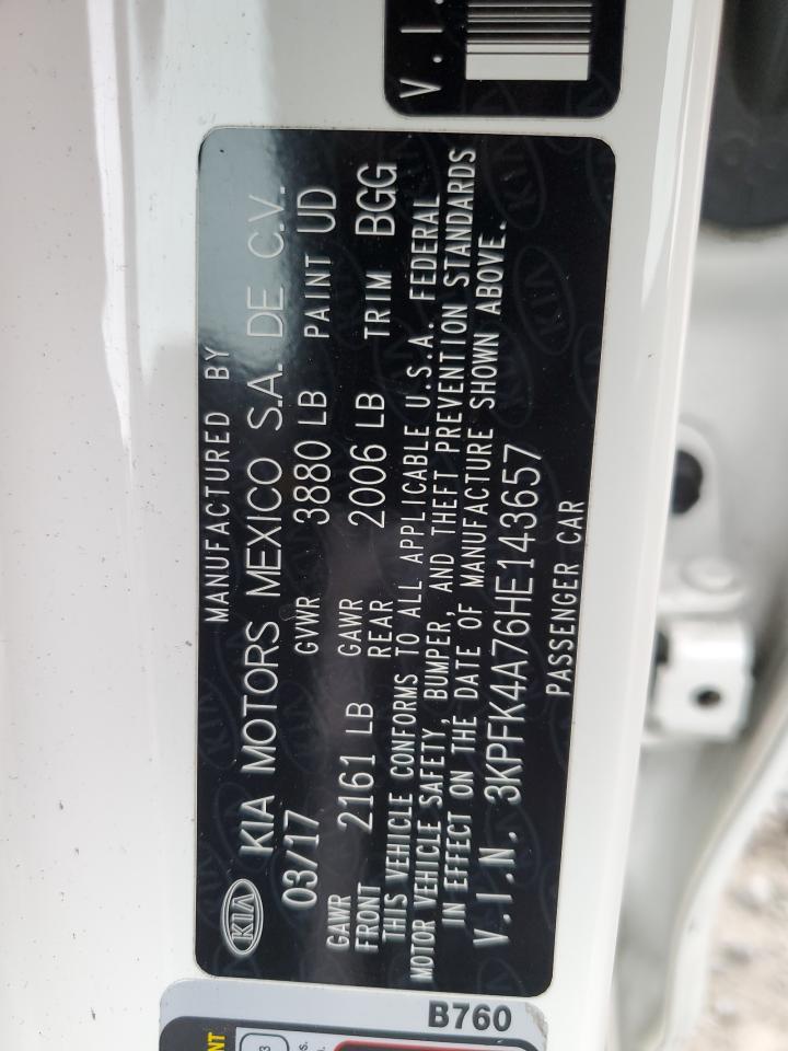 2017 Kia Forte Lx VIN: 3KPFK4A76HE143657 Lot: 76780304