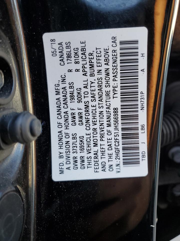 2HGFC2F51JH566988 2018 Honda Civic Lx