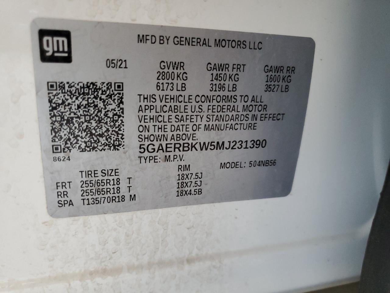 2021 Buick Enclave Essence VIN: 5GAERBKW5MJ231390 Lot: 78638204