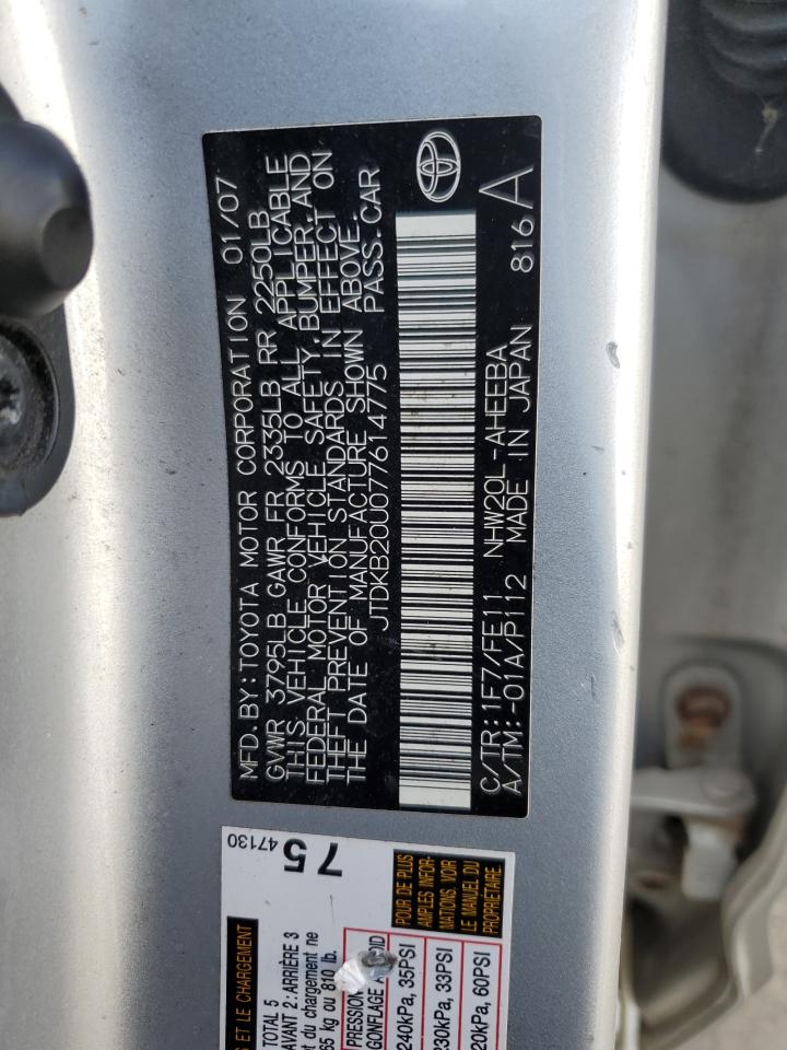 JTDKB20U077614775 2007 Toyota Prius