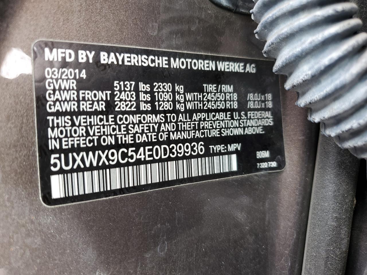 5UXWX9C54E0D39936 2014 BMW X3 xDrive28I