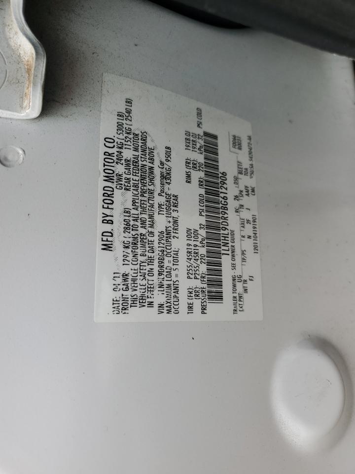 2011 Lincoln Mks VIN: 1LNHL9DR9BG612906 Lot: 76253614