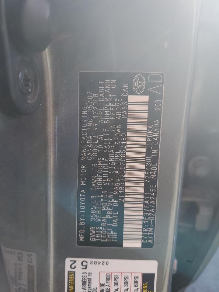 2007 Toyota Corolla Ce VIN: 2T1BR32E07C852180 Lot: 73891254