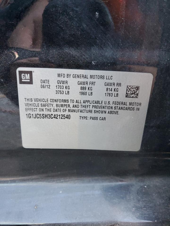 2012 Chevrolet Sonic Lt VIN: 1G1JC5SH3C4212540 Lot: 76042294