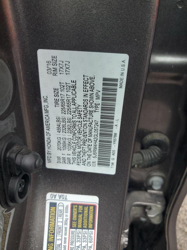 5J6RM4H42GL057247 2016 Honda Cr-V Se