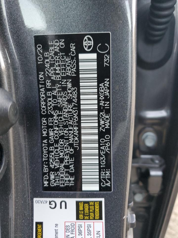 JTDKAMFP6M3174483 2021 Toyota Prius Prime Le