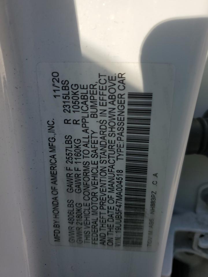 VIN 19UUB5F47MA004518 2021 ACURA TLX no.12