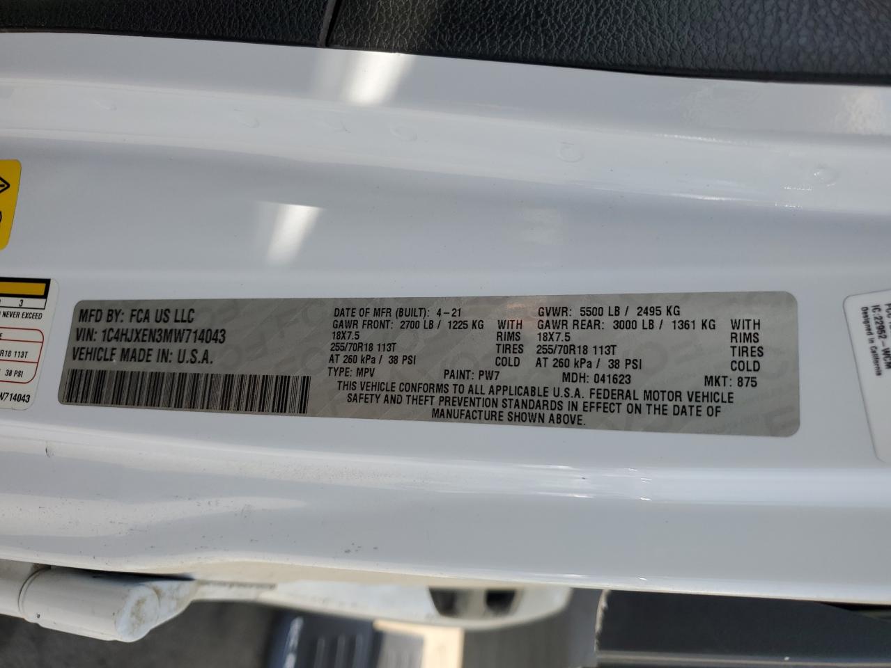 2021 Jeep Wrangler Unlimited Sahara VIN: 1C4HJXEN3MW714043 Lot: 75570524