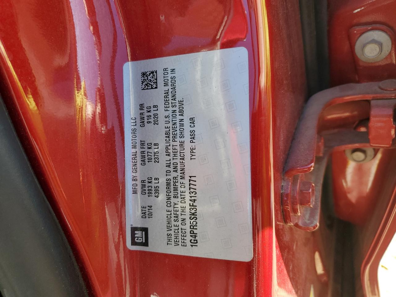 1G4PR5SK3F4137771 2015 Buick Verano Convenience