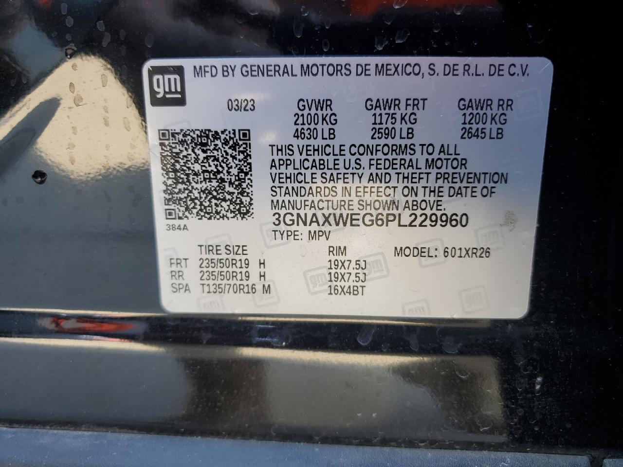 3GNAXWEG6PL229960 2023 Chevrolet Equinox Rs