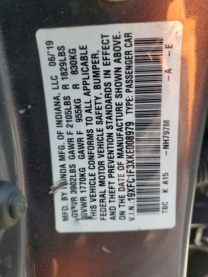 19XFC1F3XKE008979 2019 Honda Civic Ex