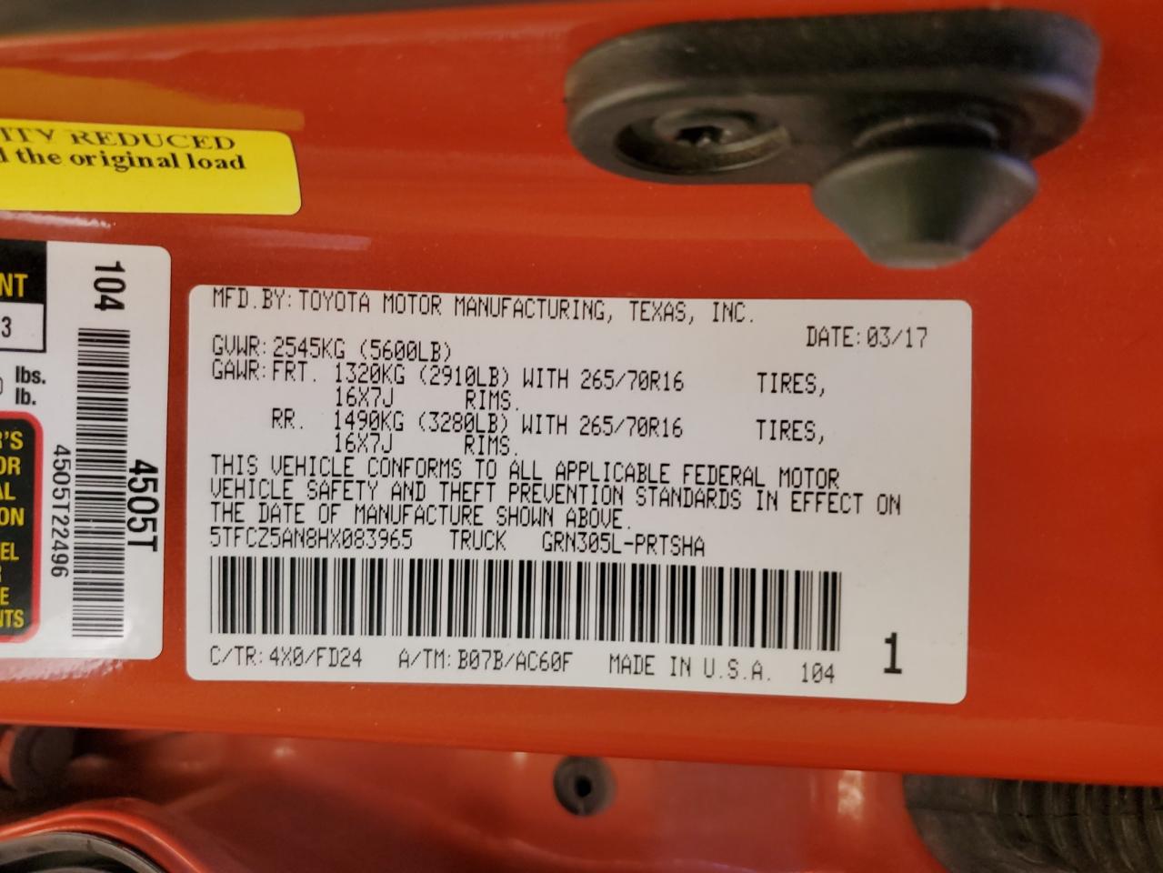 2017 Toyota Tacoma Double Cab VIN: 5TFCZ5AN8HX083965 Lot: 76304094