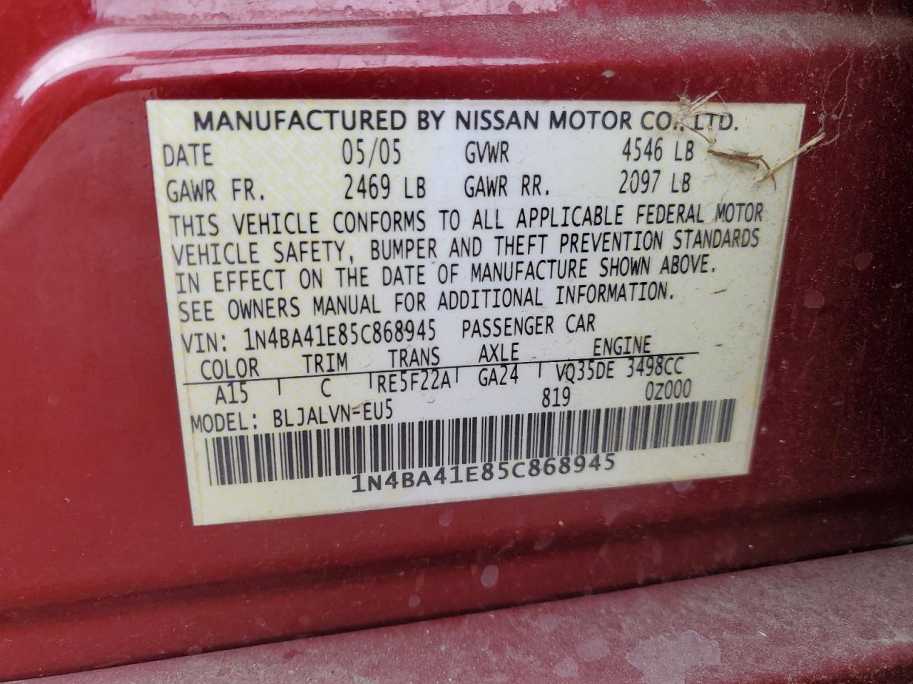2005 Nissan Maxima - Image 12