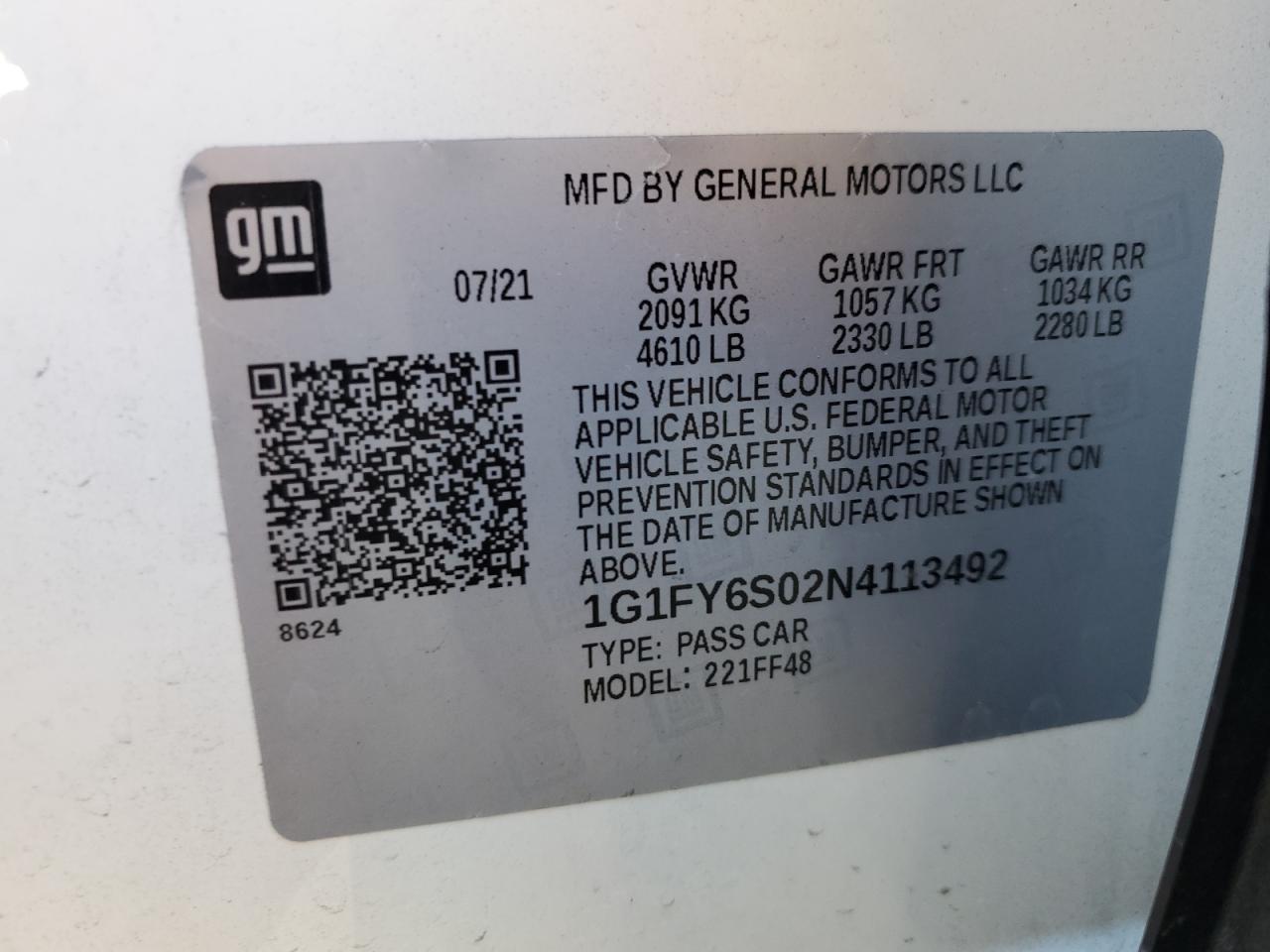 1G1FY6S02N4113492 2022 Chevrolet Bolt Euv Lt