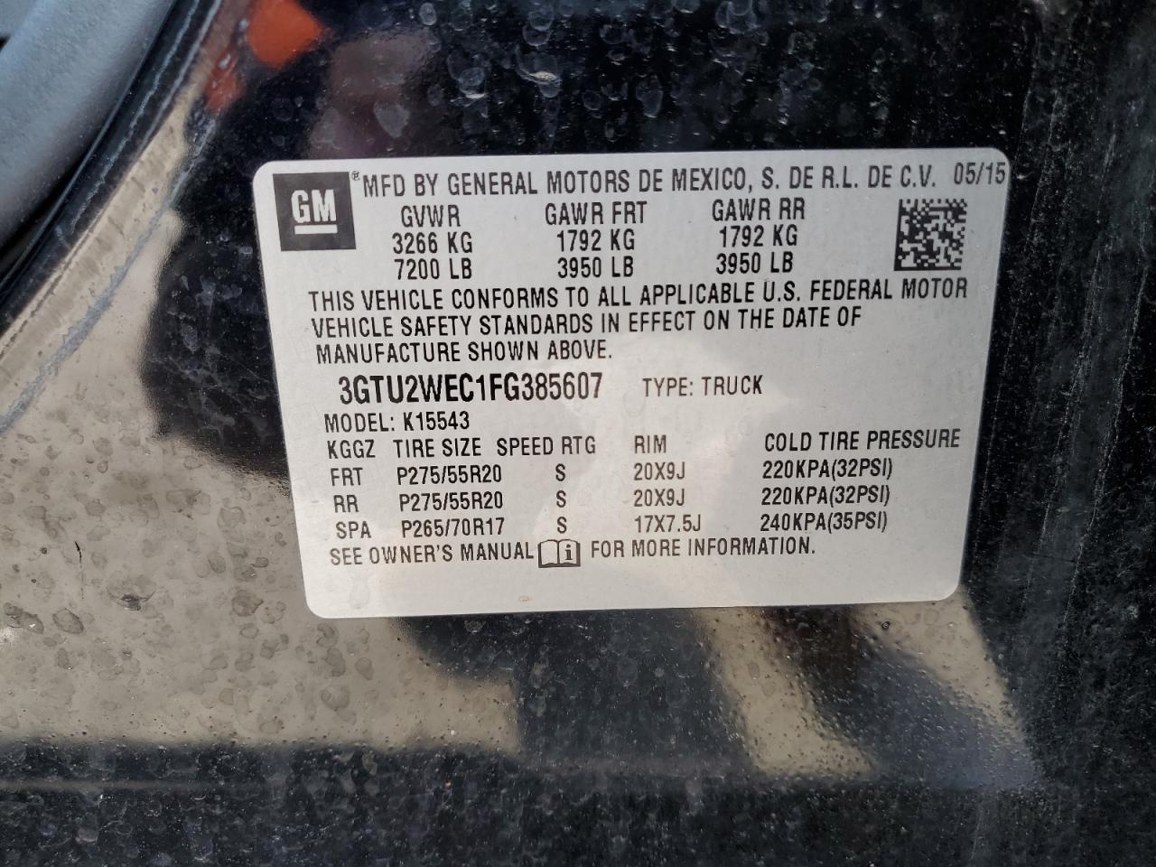 3GTU2WEC1FG385607 2015 GMC Sierra K1500 Denali