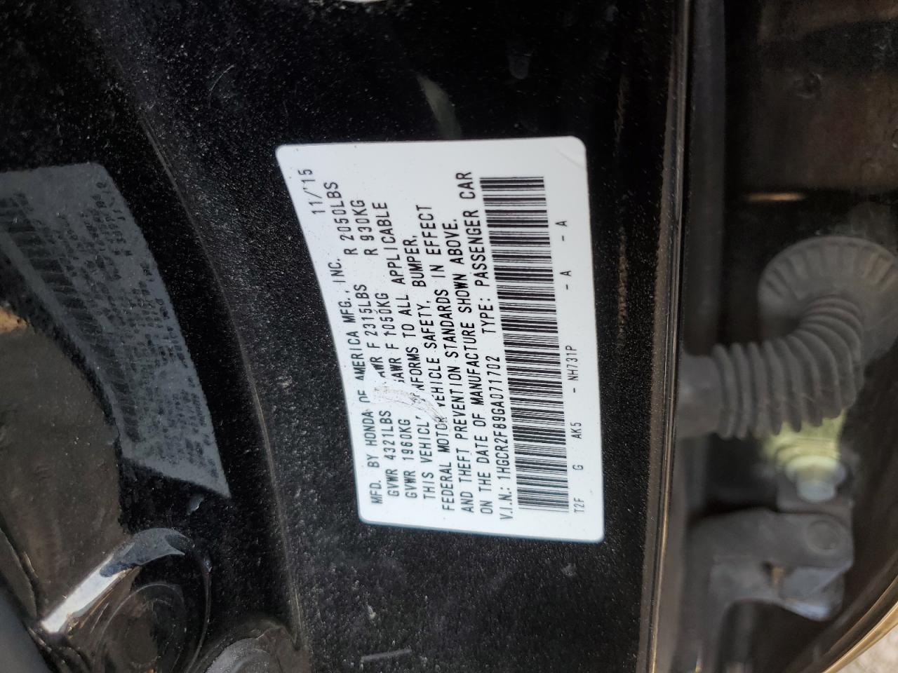 1HGCR2F89GA071702 2016 Honda Accord Exl