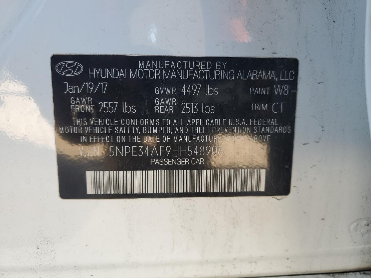 5NPE34AF9HH548908 2017 Hyundai Sonata Sport