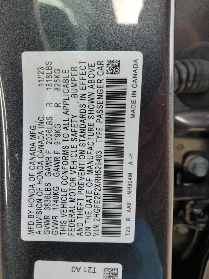 2HGFE2F2XRH529403 2024 Honda Civic Lx 2HGFE2F2XRH529403 2024 Honda Civic Lx