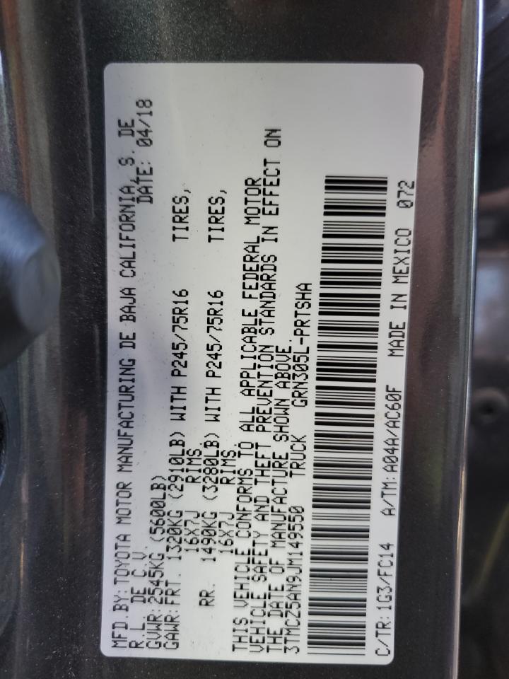 2018 Toyota Tacoma Double Cab VIN: 3TMCZ5AN9JM149550 Lot: 76199404