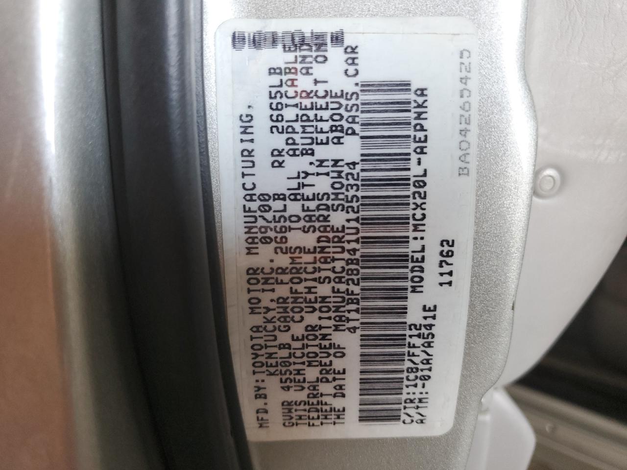 4T1BF28B41U125324 2001 Toyota Avalon Xl