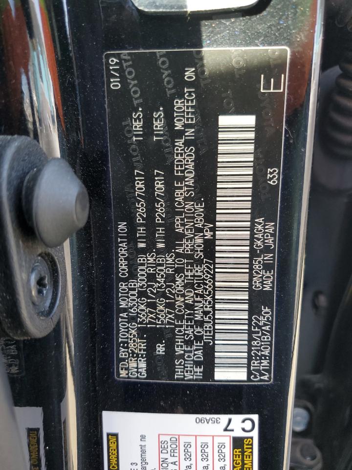 JTEBU5JR5K5669227 2019 Toyota 4Runner Sr5