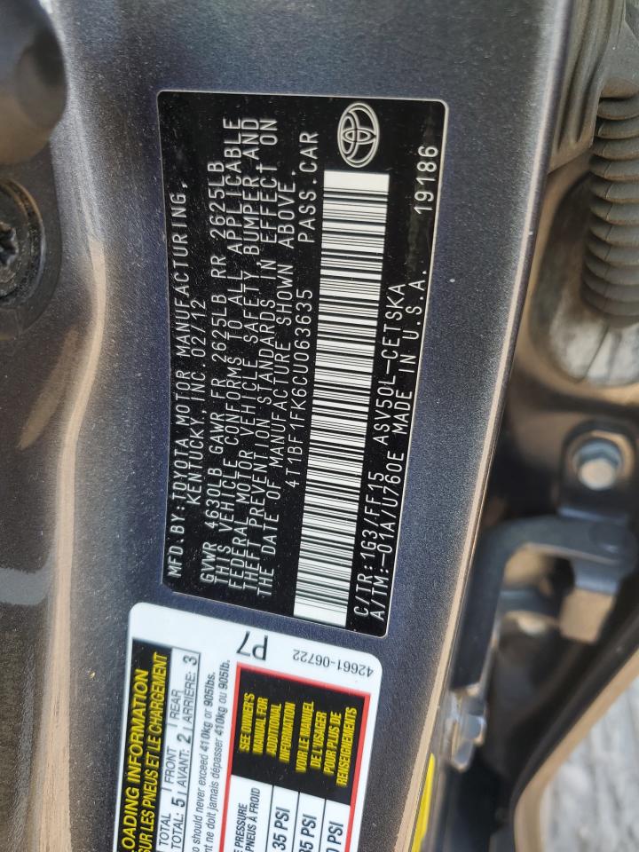 4T1BF1FK6CU063635 2012 Toyota Camry Base