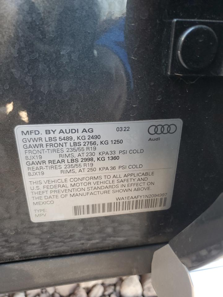 WA1EAAFY1N2094997 2022 Audi Q5 Premium Plus 45