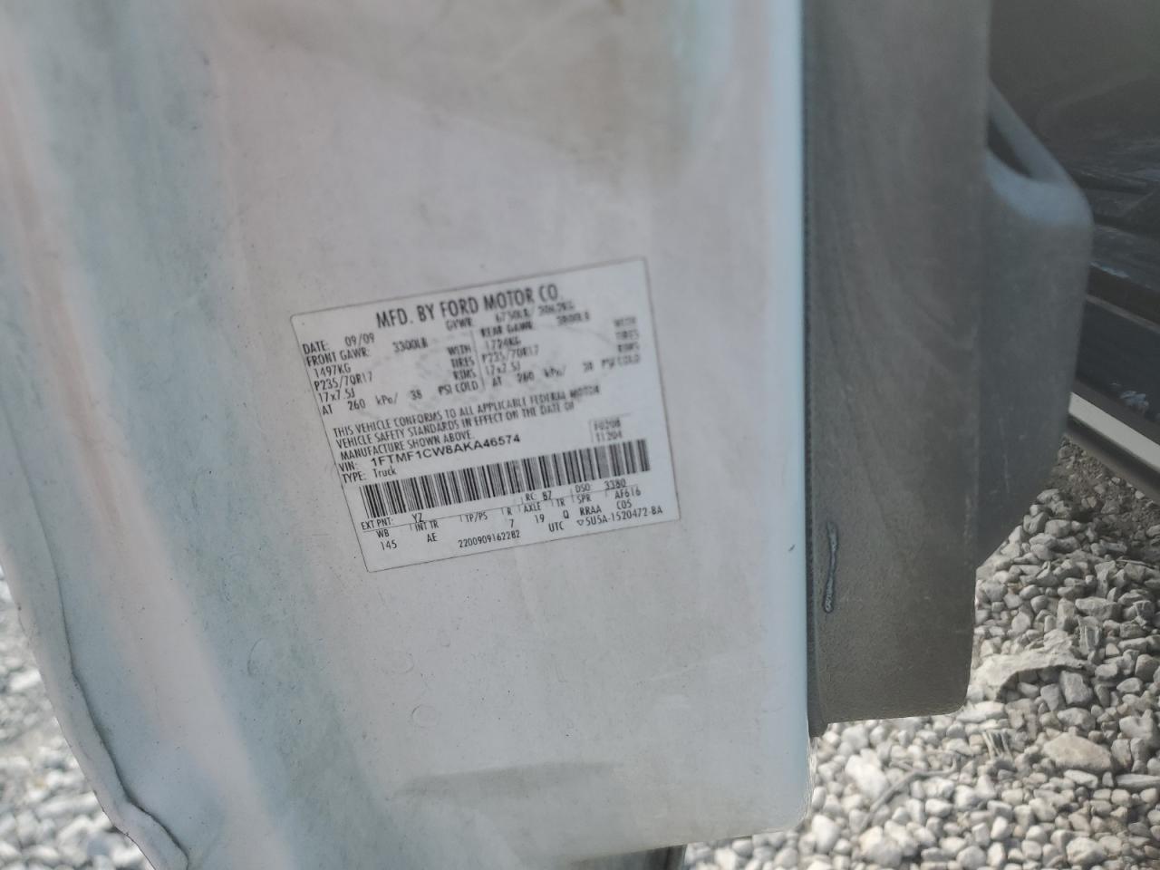 2010 Ford F150 VIN: 1FTMF1CW8AKA46574 Lot: 74375394