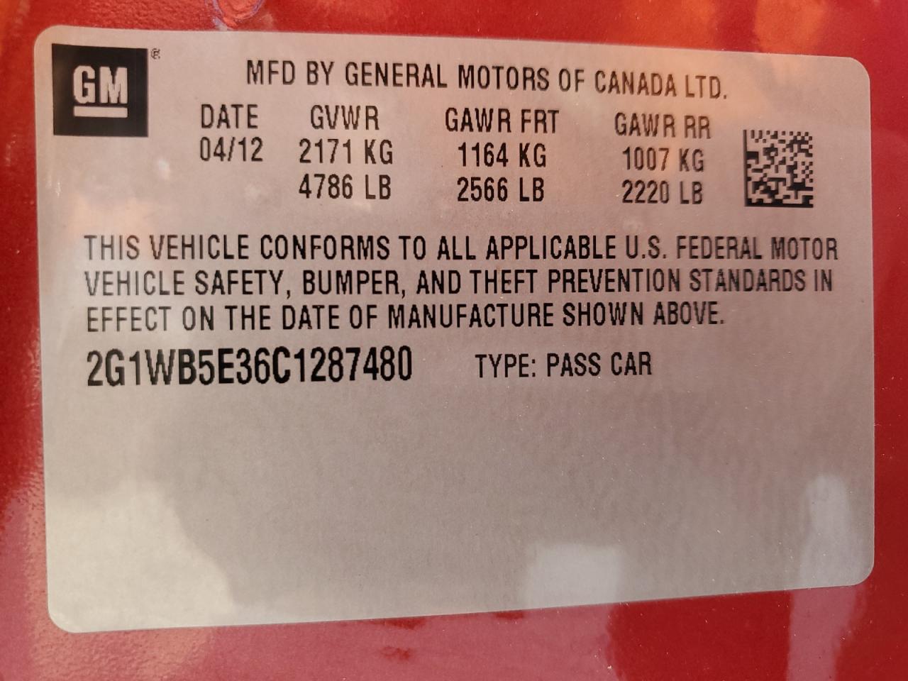 2G1WB5E36C1287480 2012 Chevrolet Impala Lt