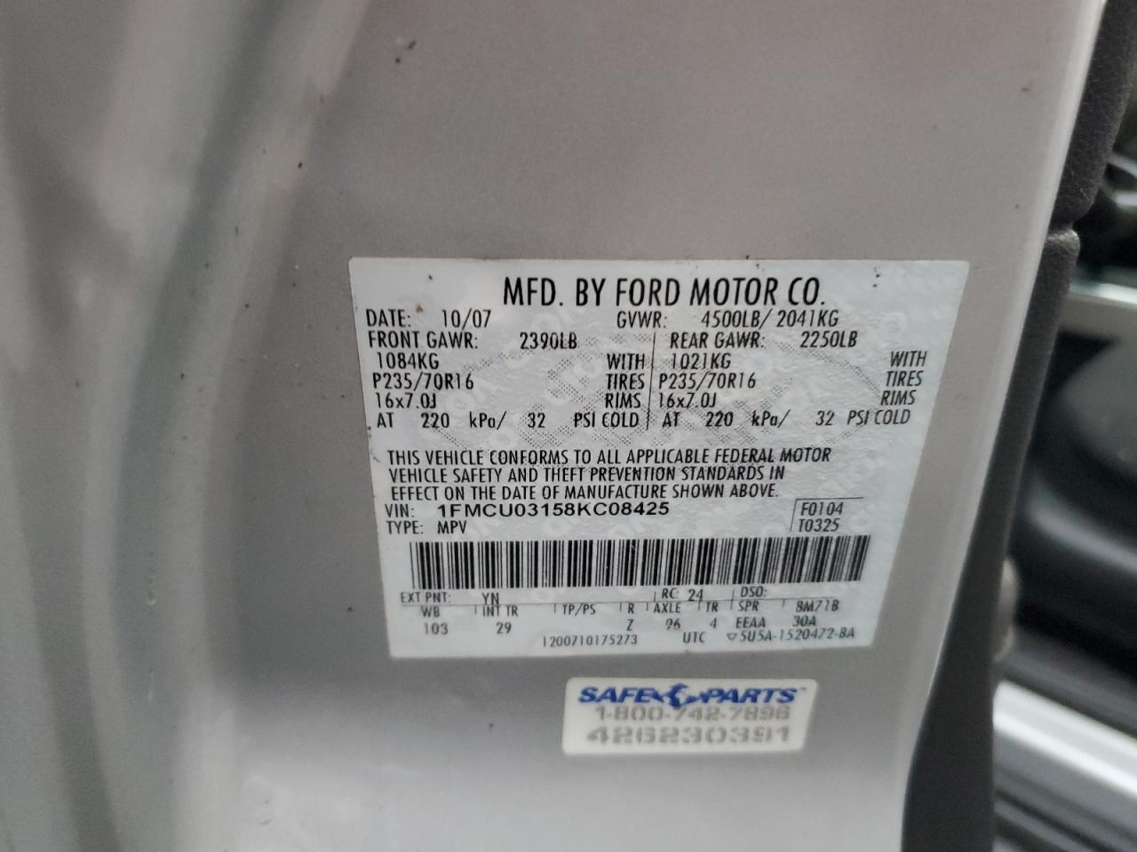 1FMCU03158KC08425 2008 Ford Escape Xlt