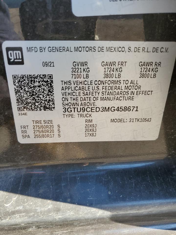 3GTU9CED3MG458671 2021 GMC Sierra K1500 Elevation