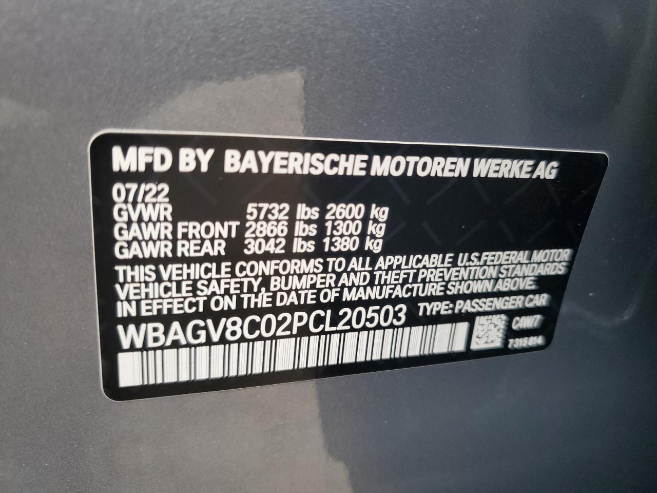 WBAGV8C02PCL20503 2023 BMW M850Xi