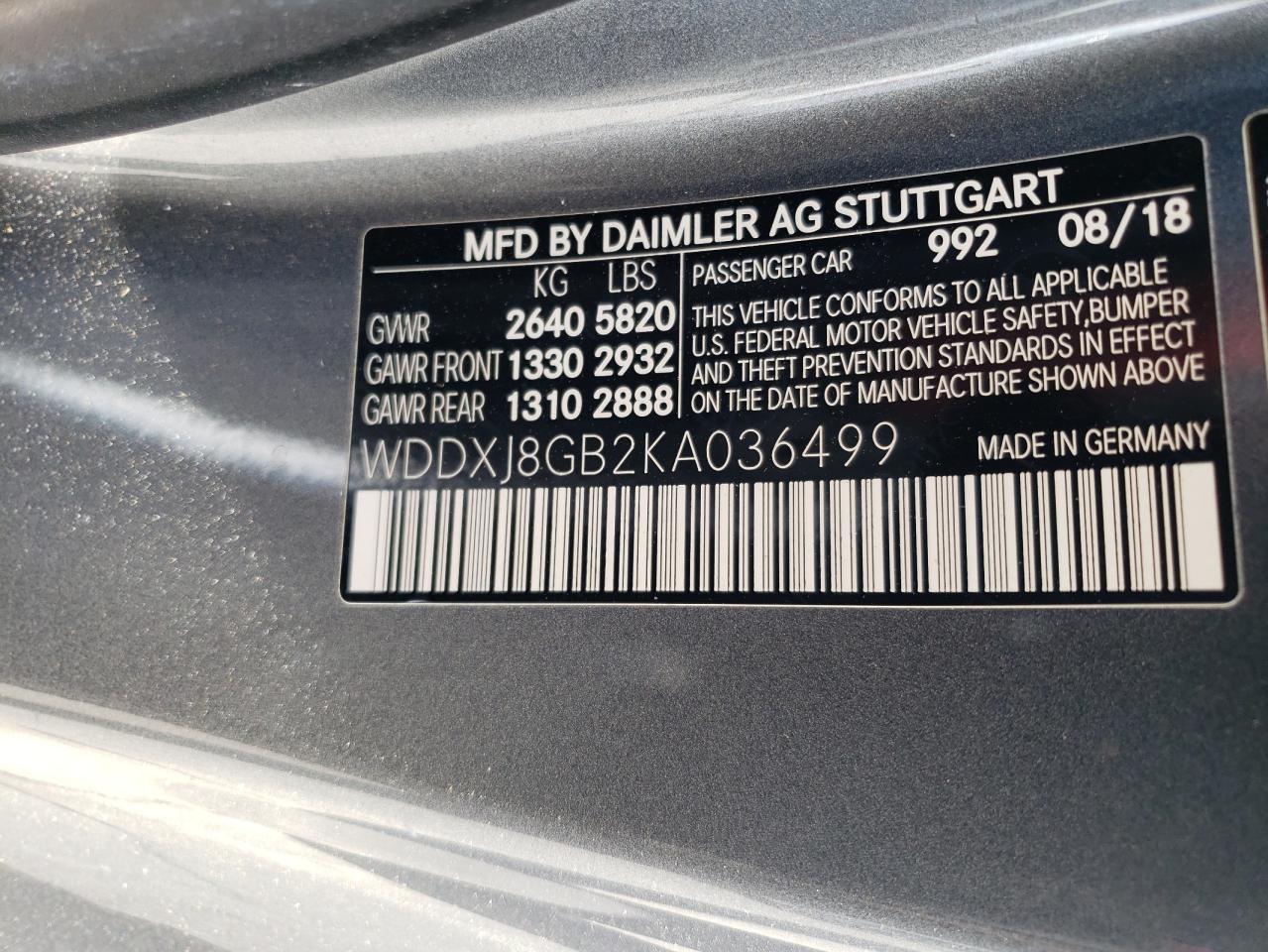 2019 Mercedes-Benz S 560 4Matic VIN: WDDXJ8GB2KA036499 Lot: 72953814