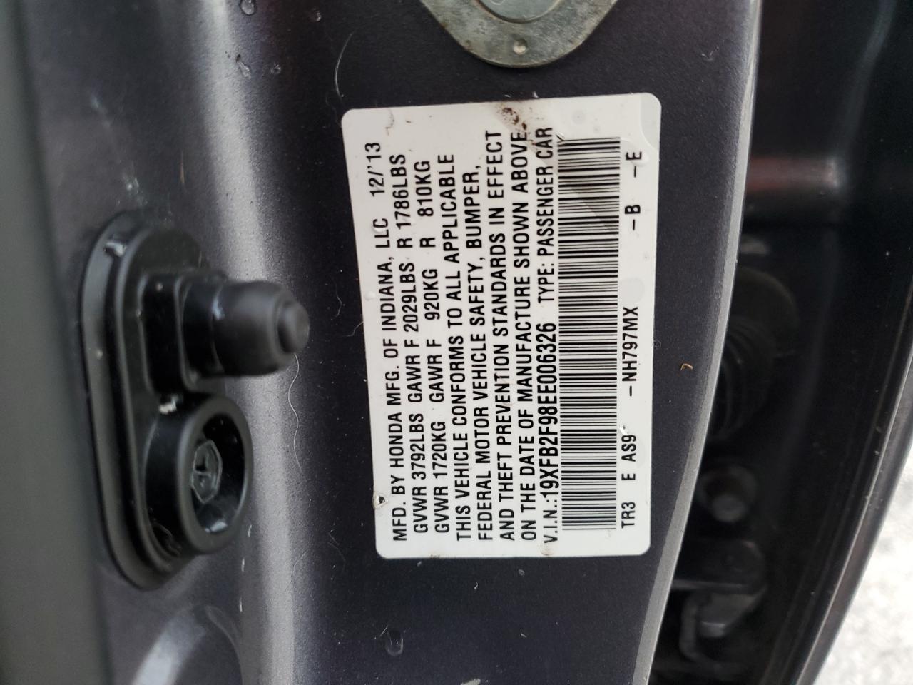 19XFB2F98EE006326 2014 Honda Civic Exl