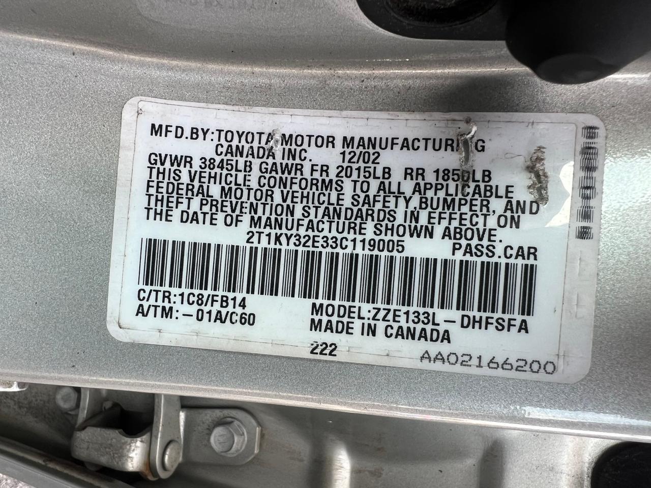 2T1KY32E33C119005 2003 Toyota Corolla Matrix Xrs