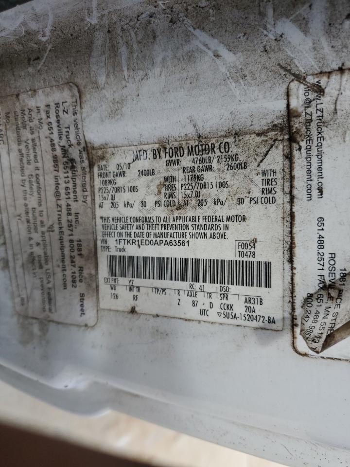 2010 Ford Ranger Super Cab VIN: 1FTKR1ED0APA63561 Lot: 73597784