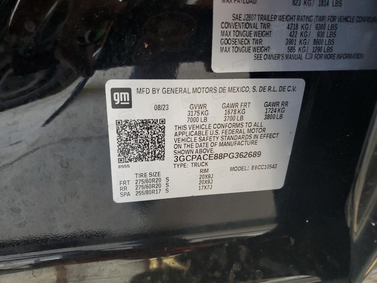 2023 Chevrolet Silverado C1500 Lt VIN: 3GCPACE88PG362689 Lot: 73318484