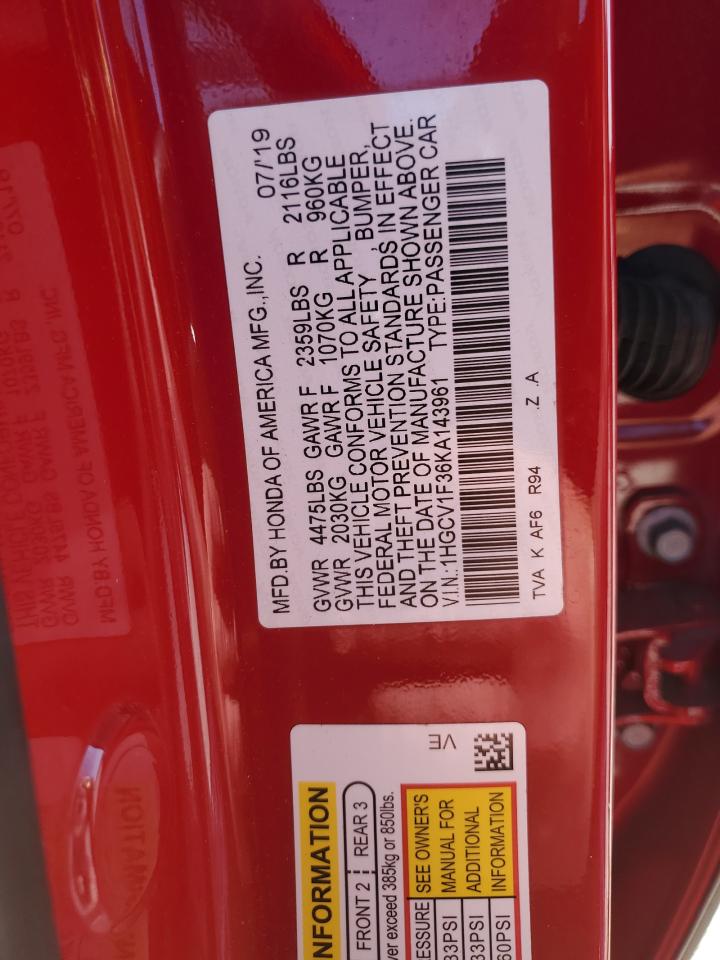 1HGCV1F36KA143961 2019 Honda Accord Sport